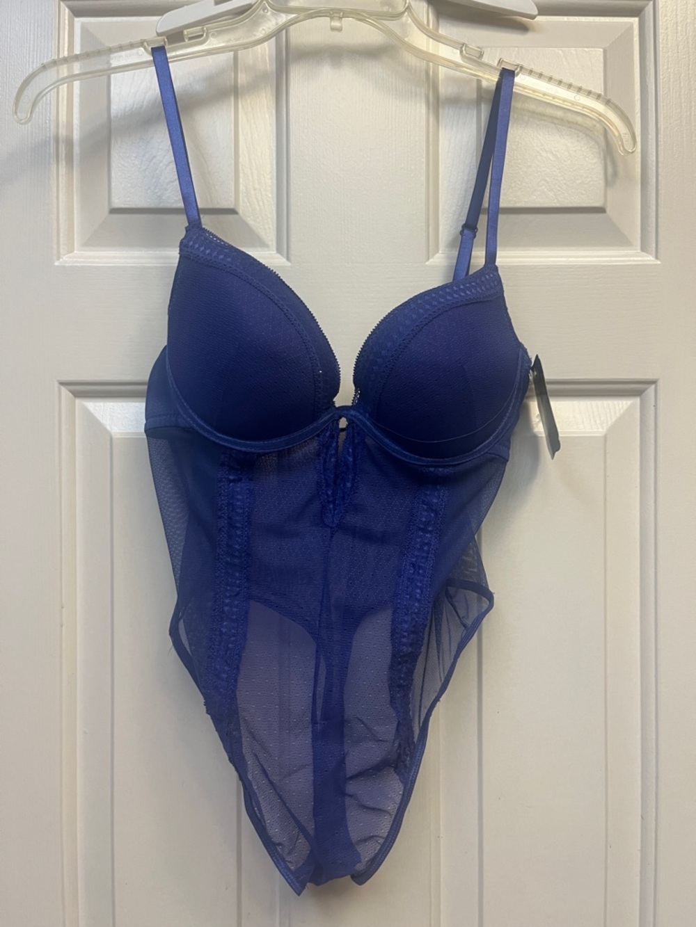 Black Fuschia by Secret Lace Dark Blue Sheer  Teddy L NWT